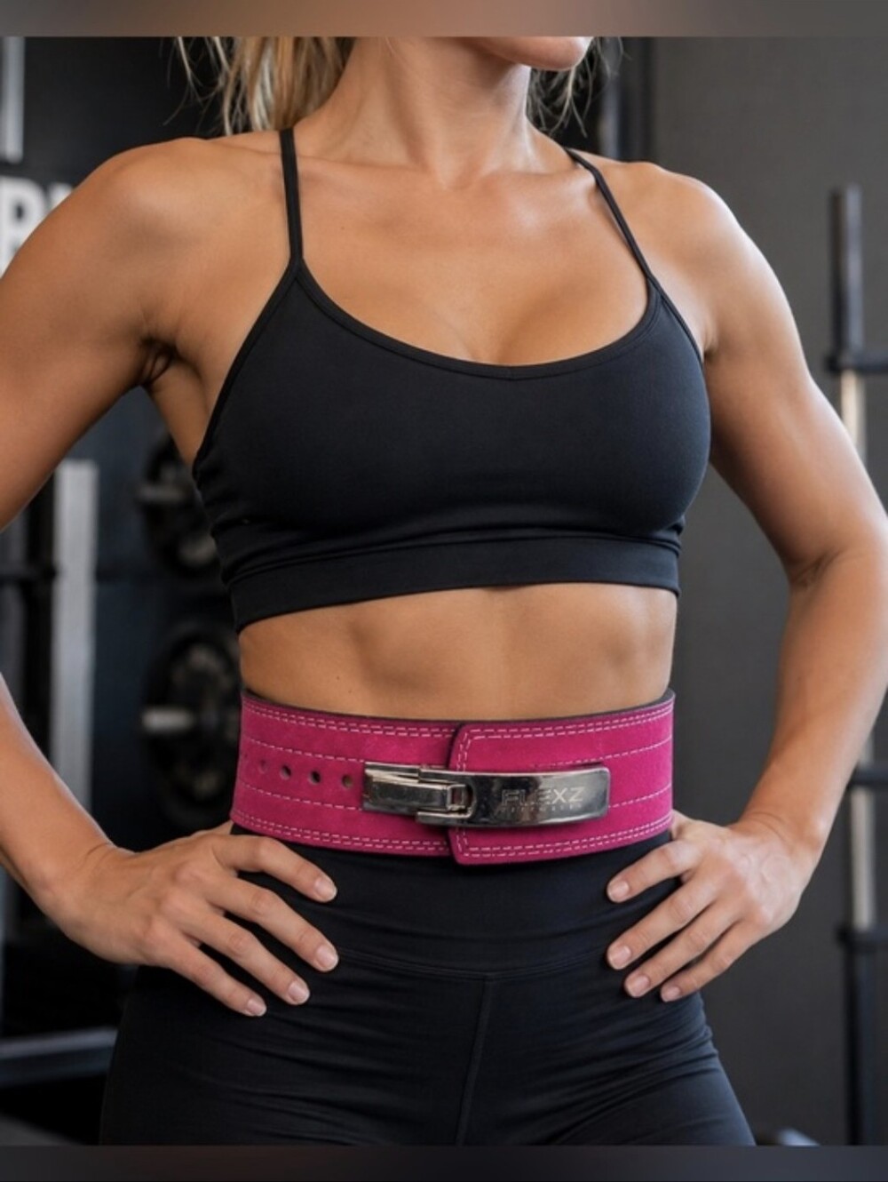 Flexz Pink Powerlifting Lever Buckle 10MM Pro Level Belt Thick Suede Size S